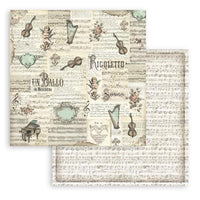 STAMPERIA -8”x8” (20.3x20.3 cm) Paper Pad 10 double sided printed sheets - Music