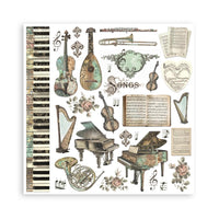 STAMPERIA -8”x8” (20.3x20.3 cm) Paper Pad 10 double sided printed sheets - Music