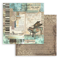 STAMPERIA -8”x8” (20.3x20.3 cm) Paper Pad 10 double sided printed sheets - Music