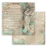 STAMPERIA -8”x8” (20.3x20.3 cm) Paper Pad 10 double sided printed sheets - Music