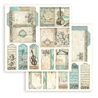 STAMPERIA -8”x8” (20.3x20.3 cm) Paper Pad 10 double sided printed sheets - Music