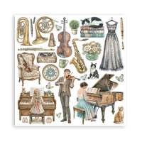 STAMPERIA - 8”x8” (20.3x20.3 cm) Paper Pad 10 double sided printed sheets - Symphony