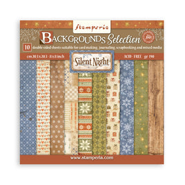 STAMPERIA - 8”x8” (20.3x20.3 cm) Paper Pad 10 double sided printed Backgrounds sheets - Silent Night