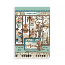 STAMPERIA - Printed Washi pad for Art and Craft A5 8 sheets - Symphony