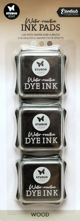 Studio Light  - Essentials - Water-reactive Ink Pads - Wood (pkt 3 ) (Copy)