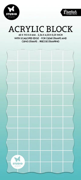 Studio Light - Essentials Acryl Stamp Block for Clear and Cling Stamps with Grid 6x11x0.8cm Nr.08