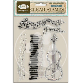 STAMPERIA - Decorative Acrylic stamp design for Art and Craft cm 14x18cm - Music violin