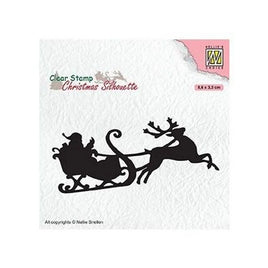 Nellie's Choice - Clear Stamps - Christmas Silhouette Clear Stamps Santa Claus with Reindeer Sleight