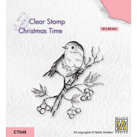 Nellie Snellen • Christmas Time Clear Stamps Robin On Berrie Branch