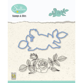 Nellie's Choice • Cutting Die & Clear Stamp Set Garden Flower Serie Rose