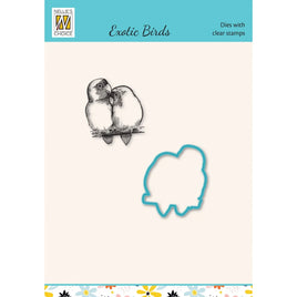 Nellie's Choice • Cutting Die & Clear Stamp Set Exotic Birds Serie Agapornis