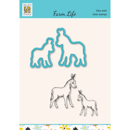 Nellie's Choice • Snellen Design Diecut & Clear Stamp Sets Farm-Life Donkey And Foal