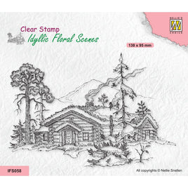 Nellie's Choice - Idyllic Floral Scenes Clear Stamps  Wintery Scene with House