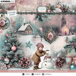 Studio Light - Jenine's Mindful Art - Christmas Blush Collection - Collage Paper Pad Backgrounds & Elements