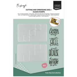 Vaessen Creative • Clear Stamps & Dies Set by Katharina Tarta Birthday & Sentiments 6pcs