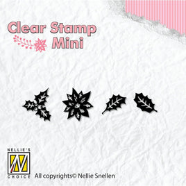 Nellie Snellen - Clear Stamp -  Mini Clear Stamps Holly Leaves