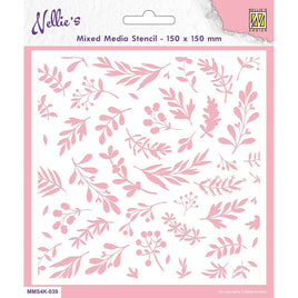 Nellie's Choice • Stencil 15x15mm Christmas Background Branches & Berries