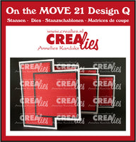 
              Crealies • Dies - On the MOVE dies no.21, Design Q, Triple Fun Fold card with squares
            