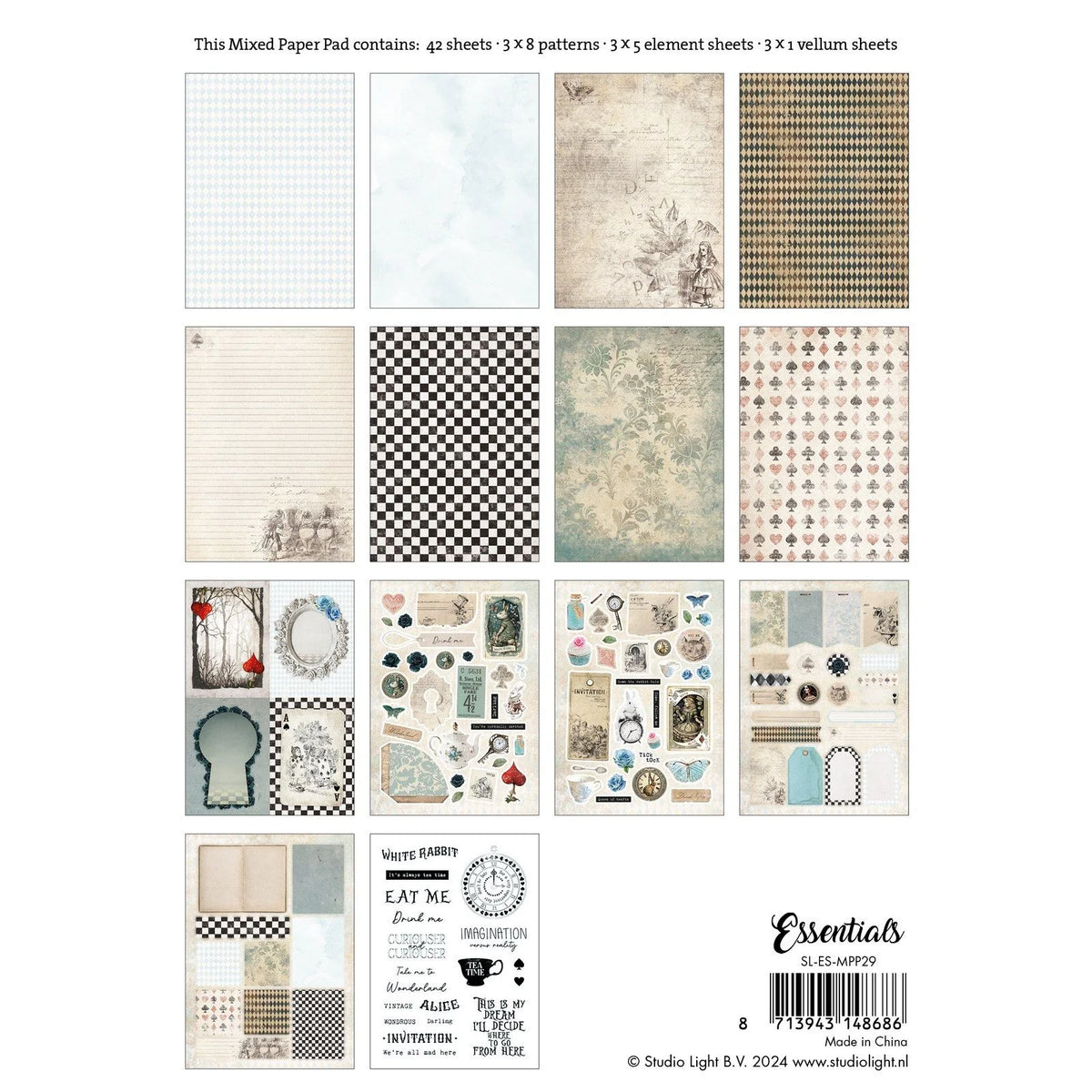 Studio Light • Essentials Mixed Paper Pad Tea Party| Craftzone Australia