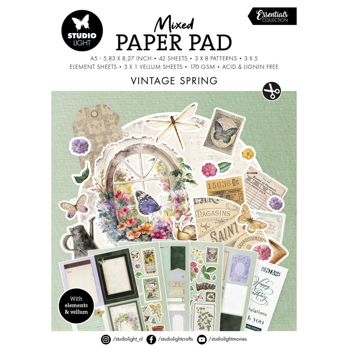 Studio Light • Essentials Mixed Paper Pad Vintage Spring| Craftzone ...