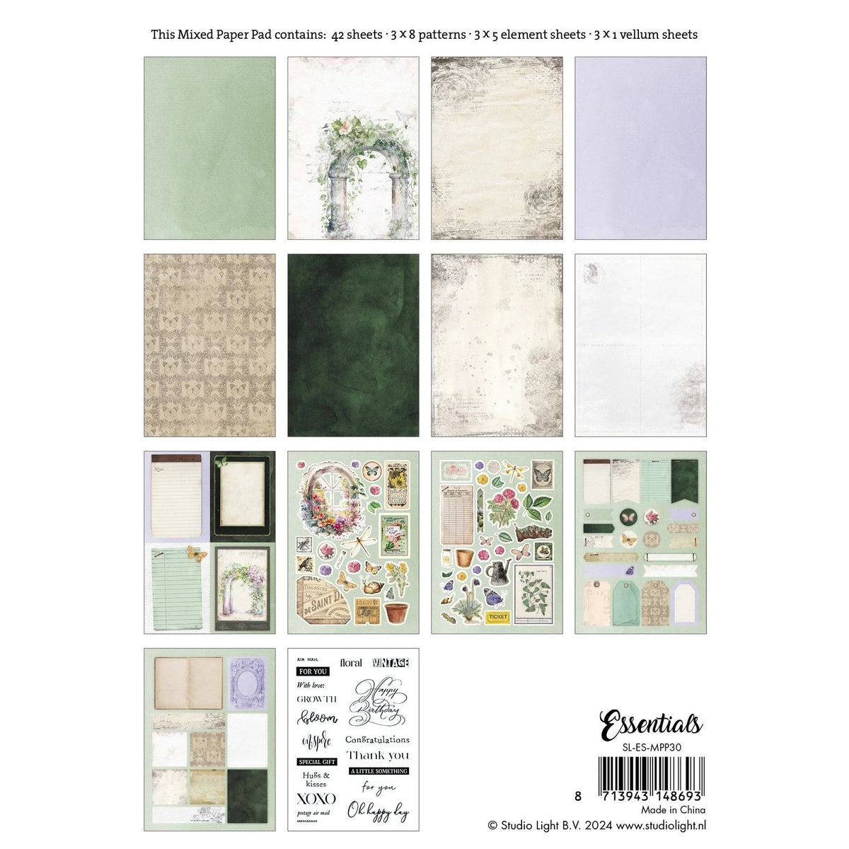 Studio Light • Essentials Mixed Paper Pad Vintage Spring| Craftzone ...