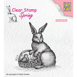 Nellie's Choice - Spring Clear Stamps Easter Hare With Basket