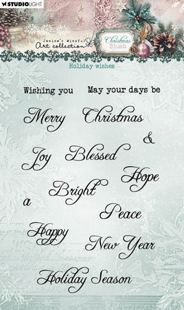 Studio Light - Jenine's Mindful Art - Christmas Blush Collection - STAMP HOLIDAY WISHES