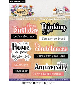 Studio Light - Dragonfly Dreams -Sentiments Sticker Pad (HE-DD-STIC56)