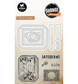 Studio Light - Grunge -  Grunge Stamp & Die SET- Label & Stamp (SL-GR-SCD100)