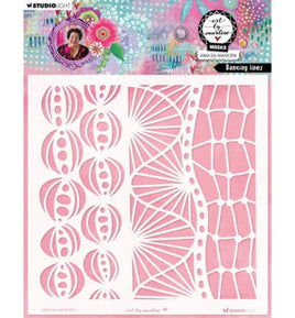 Art By Marlene - PRE ORDER - April Collection - Masking Stencil Dancing Lines (ABM-26-MASK394)
