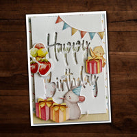 Paper Rose - Tall Script Words Happy Birthday Metal Cutting Die 26101