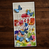 Paper Rose - Tall Script Words Happy Birthday Metal Cutting Die 26101