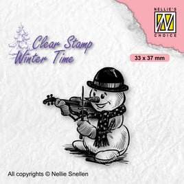 Nellie's Choice - Winter Time Clear Stamps Shy Snowman With Violin