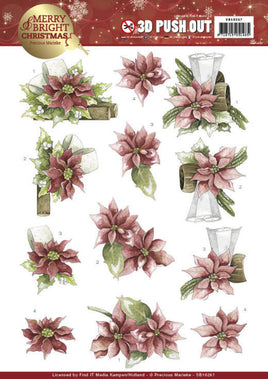 3D Push Out - Precious Marieke - Merry and Bright Christmas - Poinsettia in Red Description