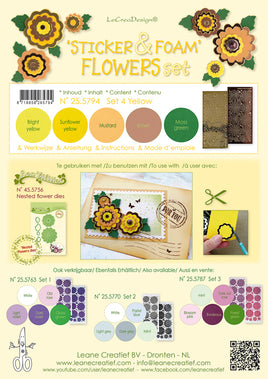 Sticker & Flower Foam - Set 4 Yellow