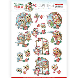 3D Push Out - Yvonne Creations - Christmas Village - Christmas Owls