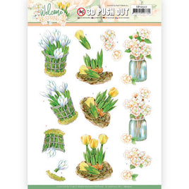 3D - Die Cut - Welcome Spring - Yellow Tulips