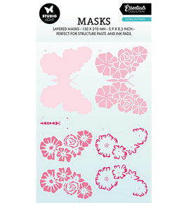 Studio Light - Mask/Stencil- Floral Butterfly - Essentials No 170