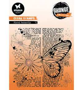 Studio Light - Clear Stamp - Grunge Collection -Floral Butterfly NO 402