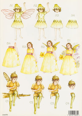3D - Die Cut - Fairies with Puff Skirt and Lemon Dress