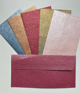 Slimline Envelope Embossed Metallic - Crushed Silk - available in many colours