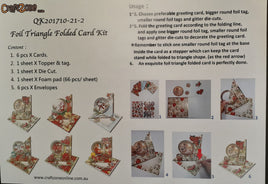 3D - PUSH OUT - Christmas Foil Triangle Folded Cards- Assorted Christmas designs #2