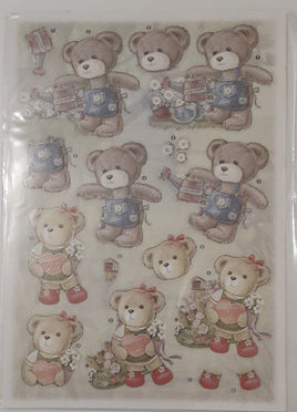 3D -Die Cut- Teddy Bears - Gardening