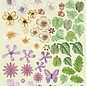 3D - Die Cut - Small Flowers & Leaves Ivory/Lilac FA001-003W