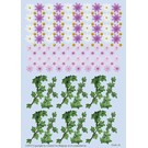 3D - Die Cut - Small Flowers & Leaves Purple/Pink FA65-10