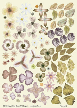 3D - Die Cut - Flowers & Leaves Assorted Pastel Colours FA65-0015