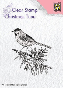 Nellie's Choice - Clear Stamps - Conifer Branch with Bird