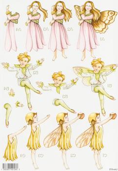 3D - Die Cut - Fairies with Pink Dress and Lemon Wings