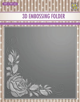 Nellie's Choice - 3D Embossing Folder Rose Corner
