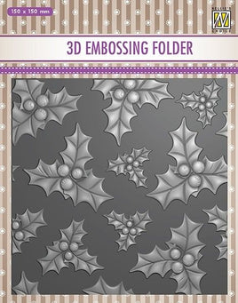 Nellie's Choice - 3D EMBOSSING folder Holly Leaves & Berries